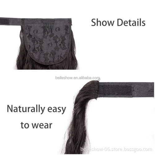Clip in Hair Extensions Natural Hairpiece Headwear Synthetic Hair Brown Gray Long Curly Ponytail Wrap Around Ponytail